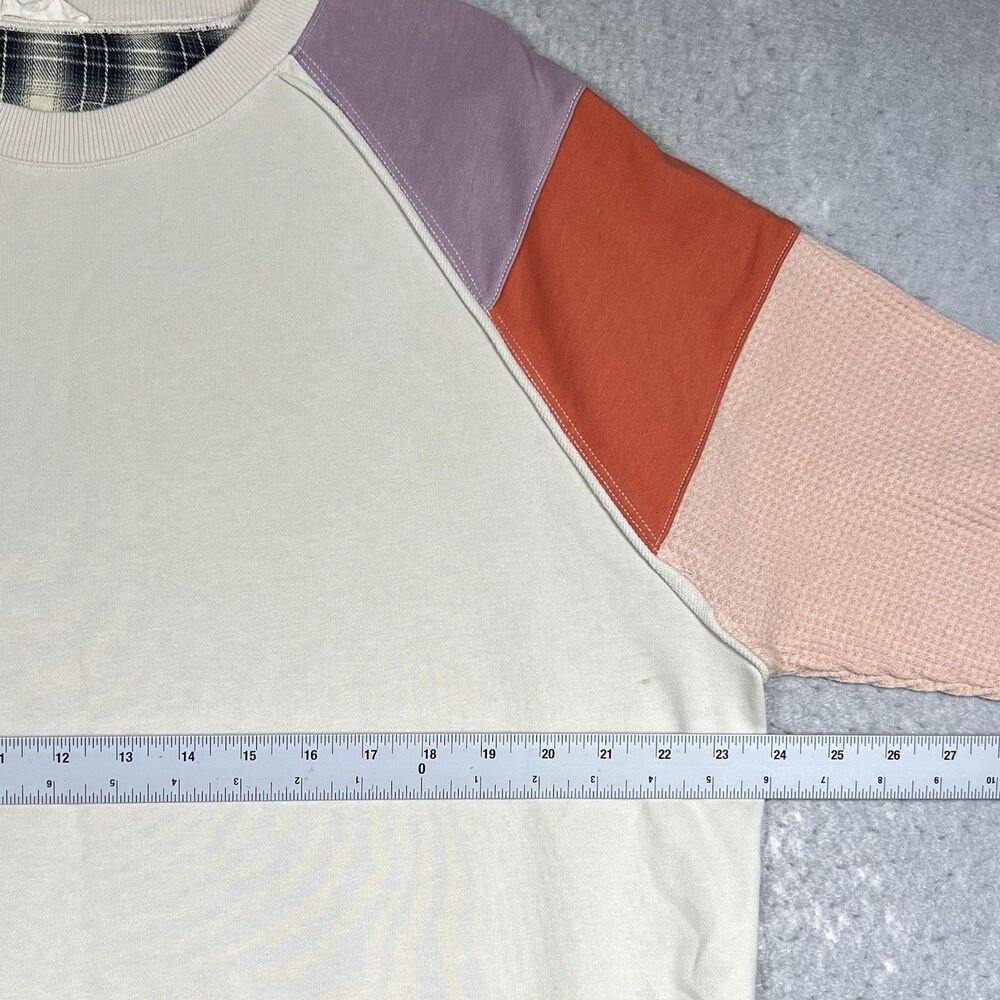 Easel Sweater Patchwork Waffle Knit Sweatshirt Plaid Multicolor Women’s Small - Picture 9 of 13
